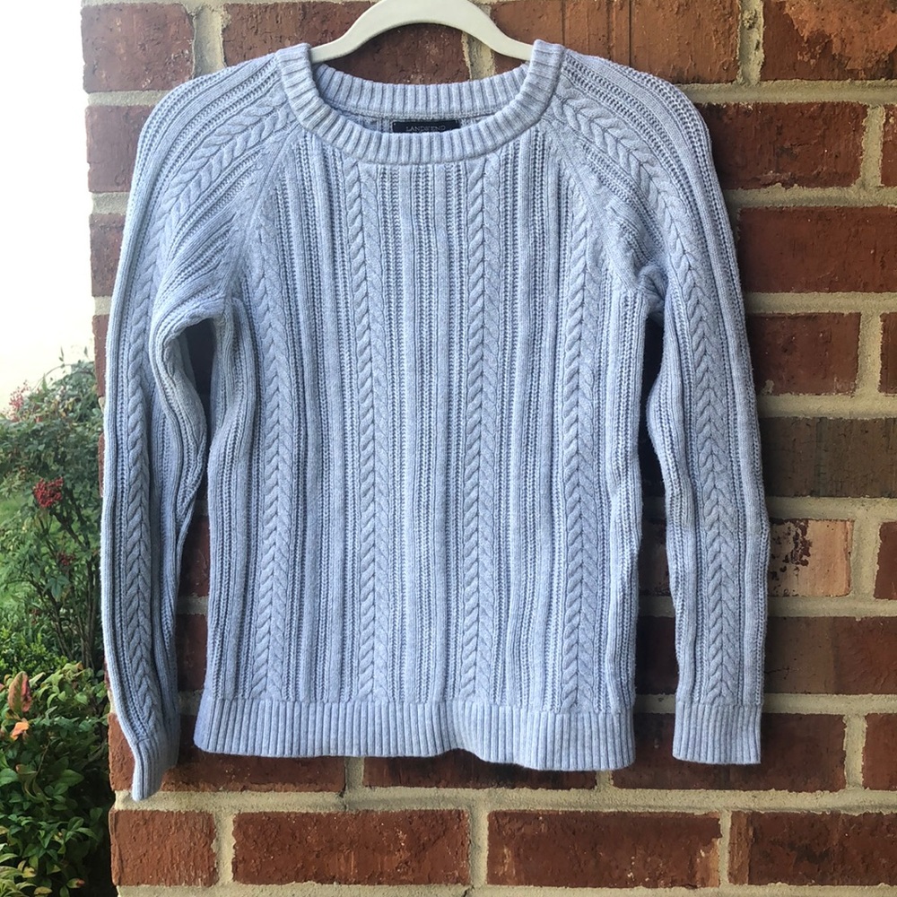 Gray lands end cable sweater